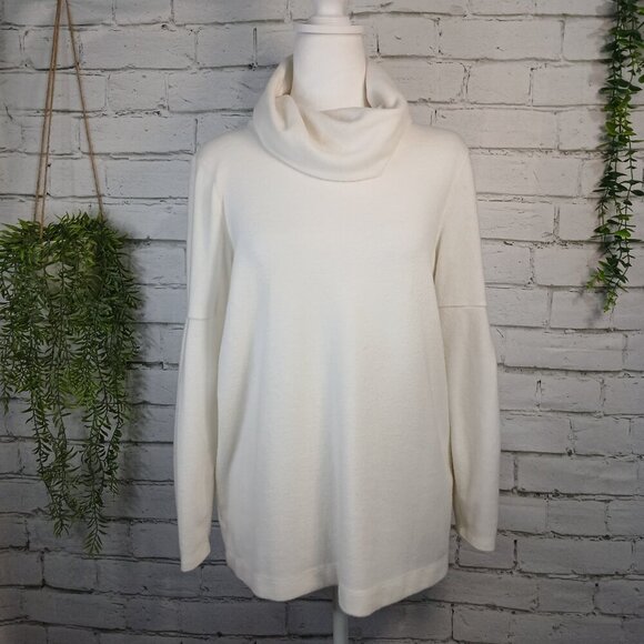 LOU&GREY WINTER WHITE COWL NECK SWEATER, BISHOP SLEEVE, SIZE SMALL - Picture 4 of 6